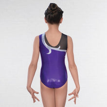 Load image into Gallery viewer, 1st Position Karina Asymmetric Mesh Sleeveless Leotard Purple