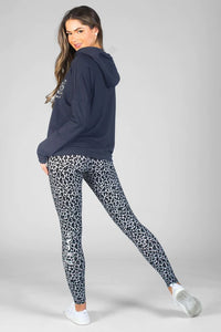 Leopard Logo Dip Hem Hoodie