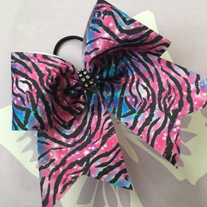 Galaxy Zebra Cheer Bows