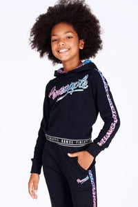 Girls' Ombré Leopard Print Cropped Hoodie