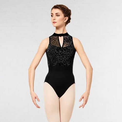 Bloch Latrishia Mock Neck Printed Mesh Halter Leotard