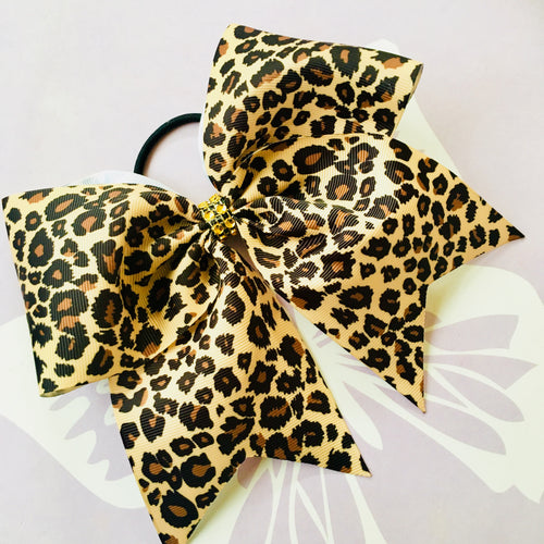 Leopard Print Cheer Bows